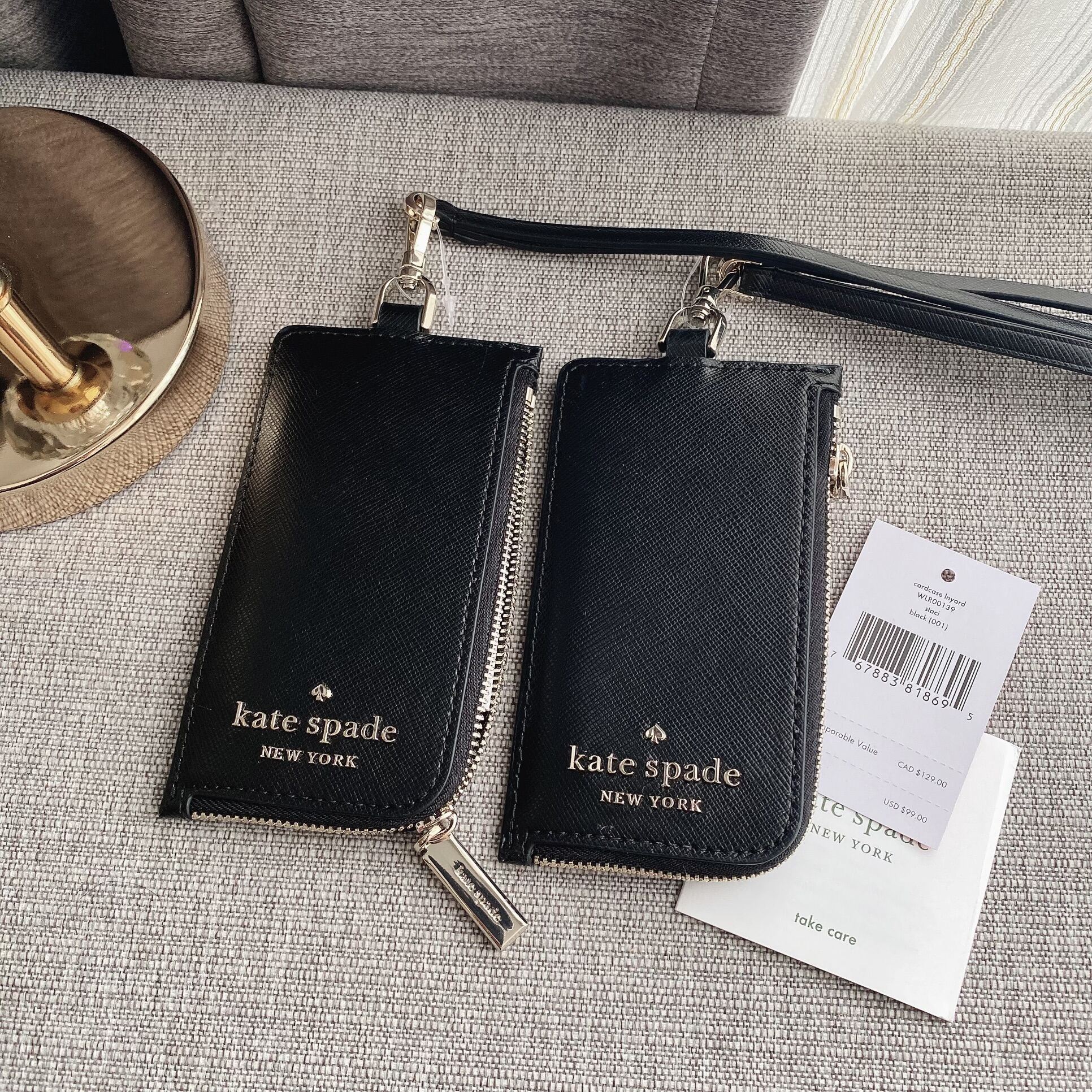 👑ของแท้ 100%👑  คล้องบัตร สีดำ♠️  Kate Spade  cardcase Inyard  WLR00139