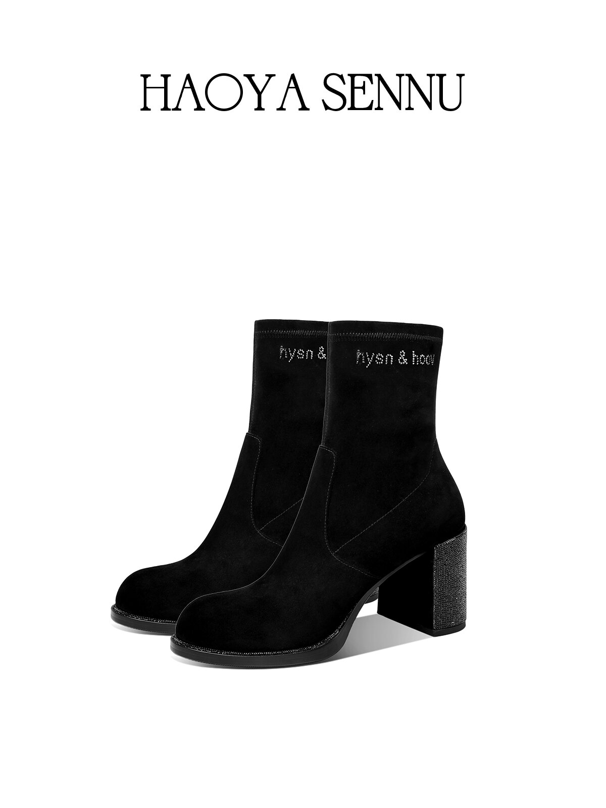 HAOYASENNU | Water Crystal Heel Short Boots ราคา 8,779 บาท*ส่งฟรี