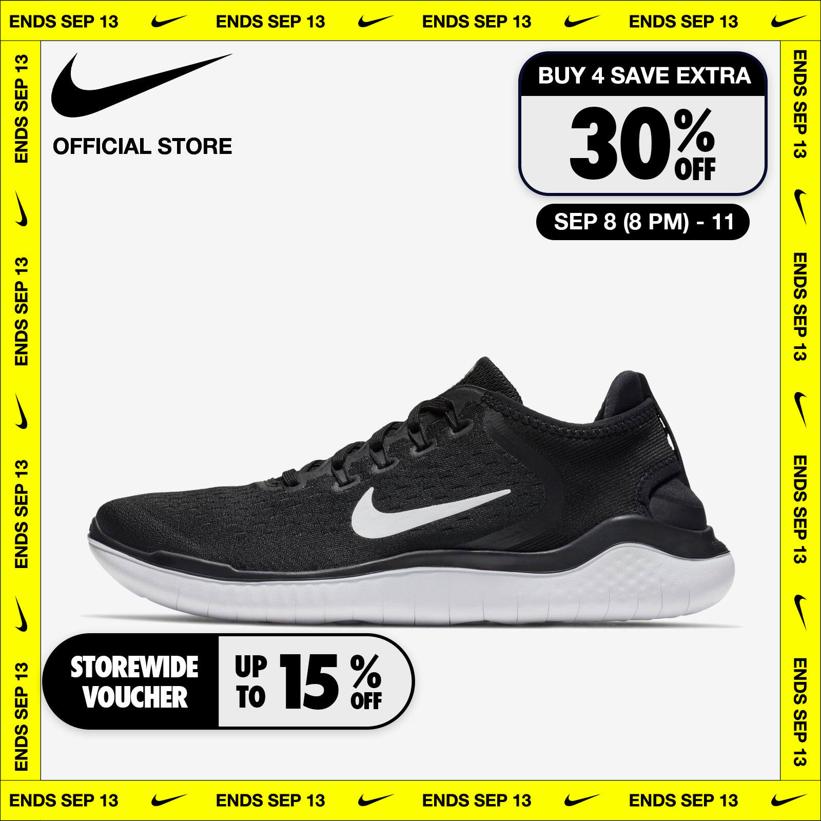 Nike Men's Free RN 2018 Running Shoes - Black ไนกี้ รองเท้าวิ่งผู้ชาย ฟรี อาร์เอ็น 2018 - สีดำ ราคา 2,850 บาท*ส่งฟรี