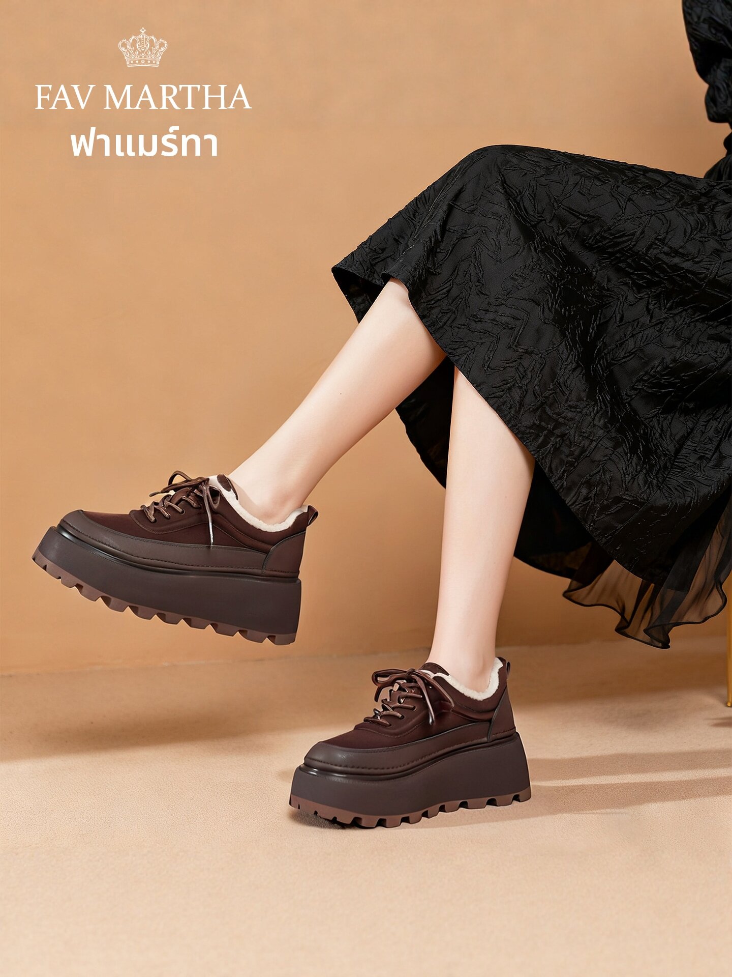 Thick-soled Fleece Lined Height-increasing Ladies' Casual Cotton Shoes ราคา 8,205 บาท*ส่งฟรี