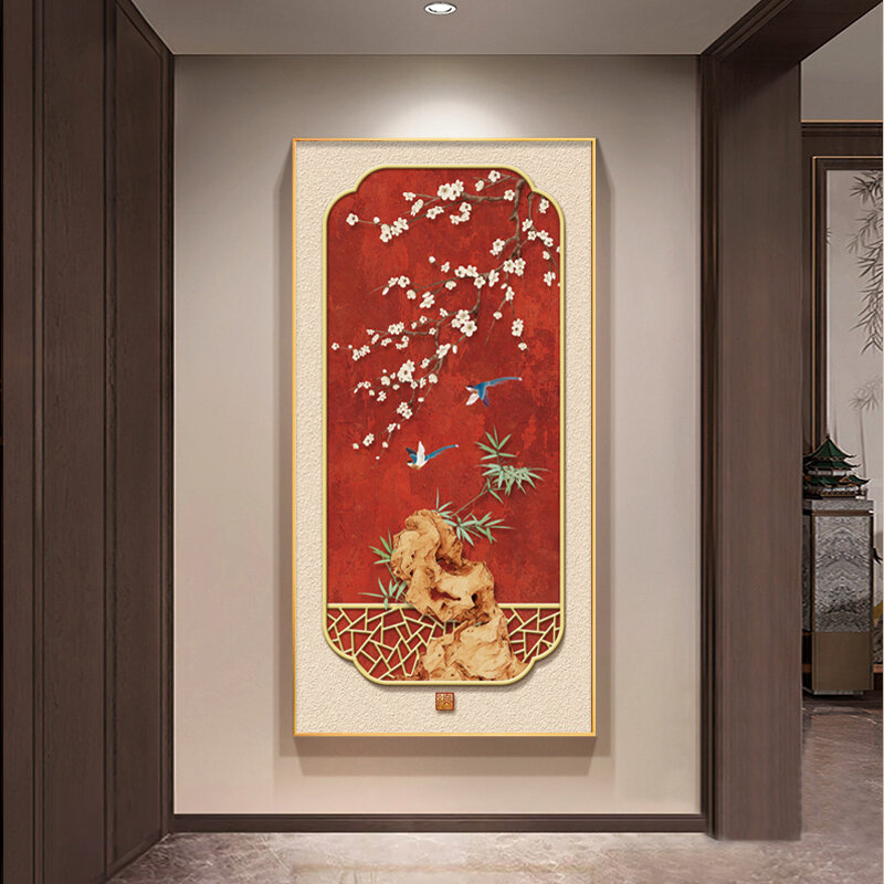 [XIANGTUYIN | Red Auspicious Flower and Bird Wall Art for Entrance and Living Room,XIANGTUYIN | Red Auspicious Flower and Bird Wall Art for Entrance and Living Room,] ราคา 2,205 บาท*ส่งฟรี