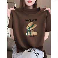 QIAOXIZI | เสื้อยืดแขนสั้นคอกลมผู้หญิงไซส์ใหญ่ ฤดูร้อน สไตล์ลำลอง ทรงหลวม ใส่สบาย ระบายอากาศดี ช่วยลดความอ้วน