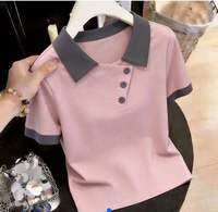 QIAOXIZI | เสื้อโปโลผู้หญิงไซส์ใหญ่ แขนสั้น ทรงหลวม ดีไซน์ลดวัย ใส่สบาย สำหรับฤดูร้อน