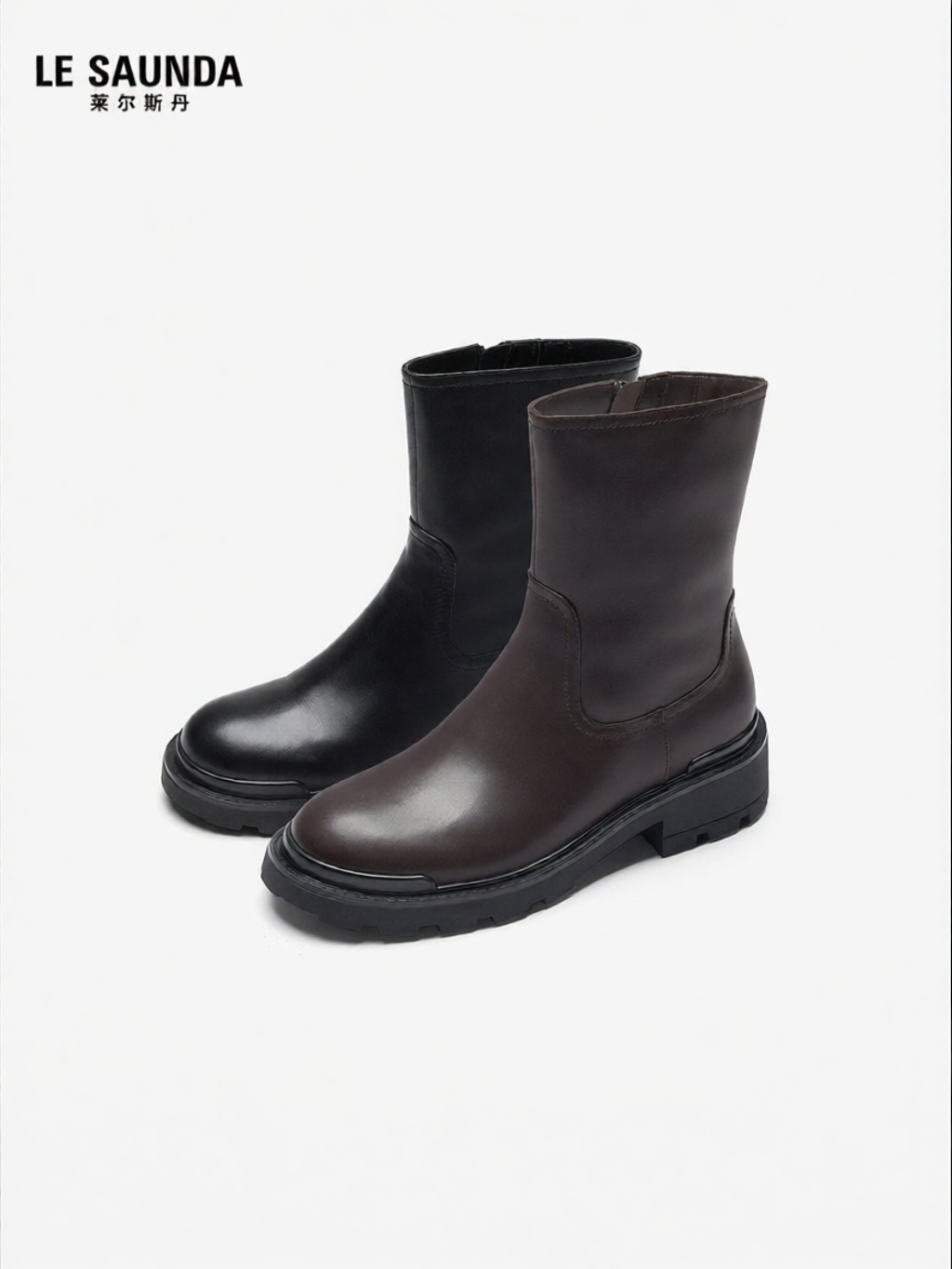 Le Saunda | Warm Fur Lined Retro Leather Ankle Boots ราคา 9,372 บาท*ส่งฟรี