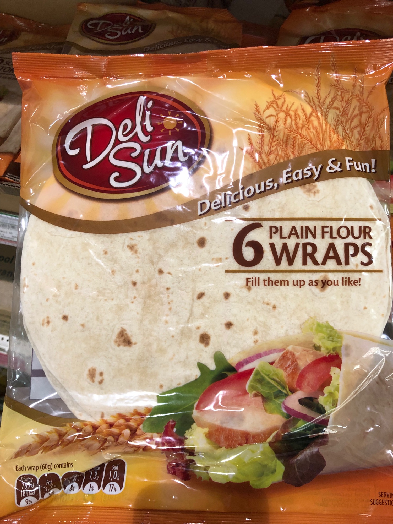 DeliSun Plain Flour แผ่นแป้งตอร์ติญ่าดั้งเดิม 6 Wraps
