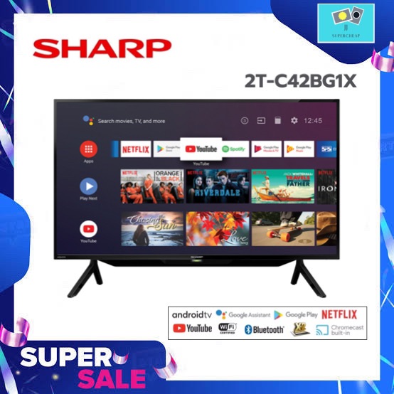 Sharp AQUOS  Smart TV Android TV 9.0 Full HD ขนาด 42 นิ้ว รุ่น 2T-C42BG1X