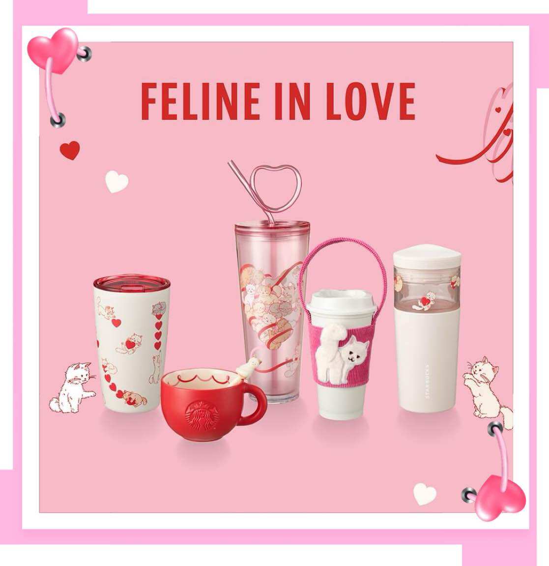 Starbucks Feline In Love collection 2024 สตาร์บัคส์ คอลเลคชั่นวาเลนไทน์ 2024 ของแท้💯 ราคา 600 บาท*ส่งฟรี