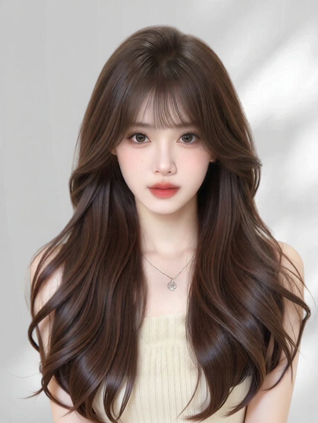Long Big Waves Full Lace Wig Real Hair Breathable Fringe - รูปที่ 1