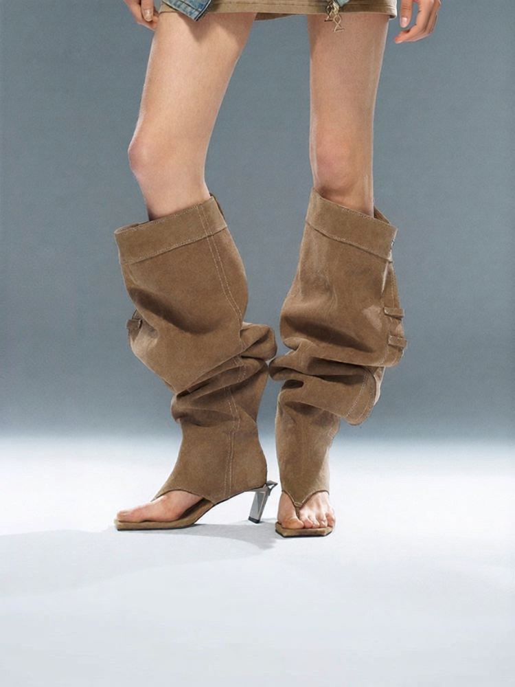 DAPHNE LAB | Spring Retro Over-the-knee High Heel Boots ราคา 8,913 บาท*ส่งฟรี