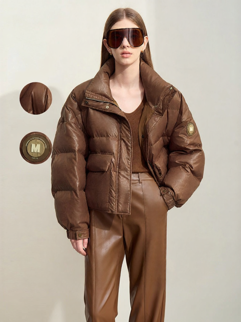 AMII | Warm Stand Collar Loose Fit Faux Duck Down Coat ราคา 6,456 บาท*ส่งฟรี