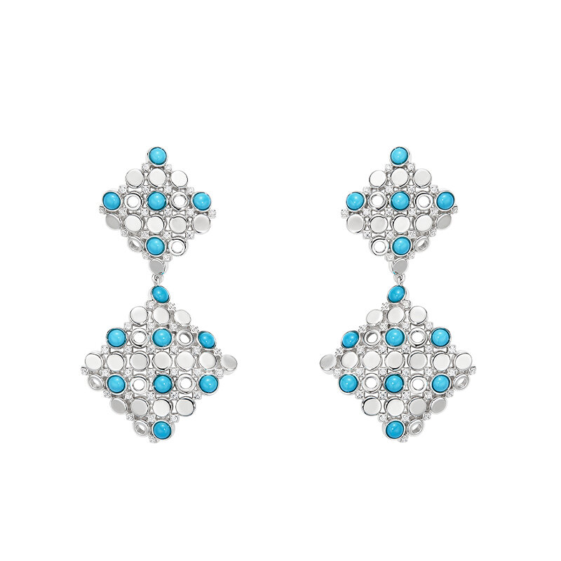 HUSSAIN | Trendy Personalized Blue Turquoise Earrings ราคา 21,347 บาท*ส่งฟรี