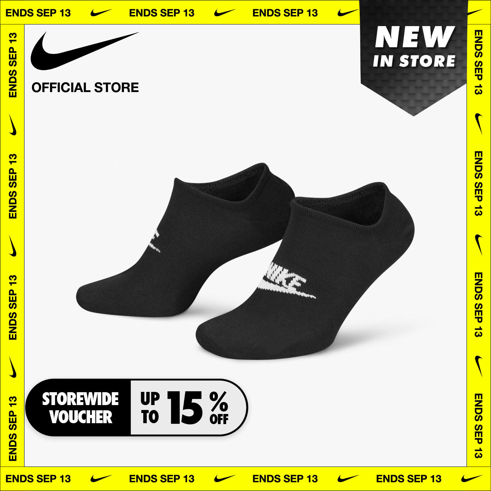 Nike Unisex Sportswear Everyday Essential No-Show Socks (3 Pairs) - Black ไนกี้ ถุงเท้าผู้ใหญ่ ข้อสั้น แพ็ค สามคู่ - สีดำ ราคา 600 บาท*ส่งฟรี