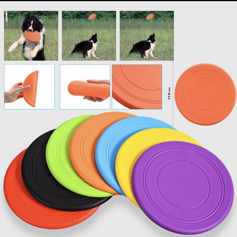 จานร่อน เสริมสร้างทักษะกับสัตว์เลี้ยงของคุณจานร่อนสุนัข จานบินฝึกสุนัข ของเล่นสุนัข ของเล่นหมา จานร่อน จานร่อนพลาสติก Dog Silicone Flying Disc