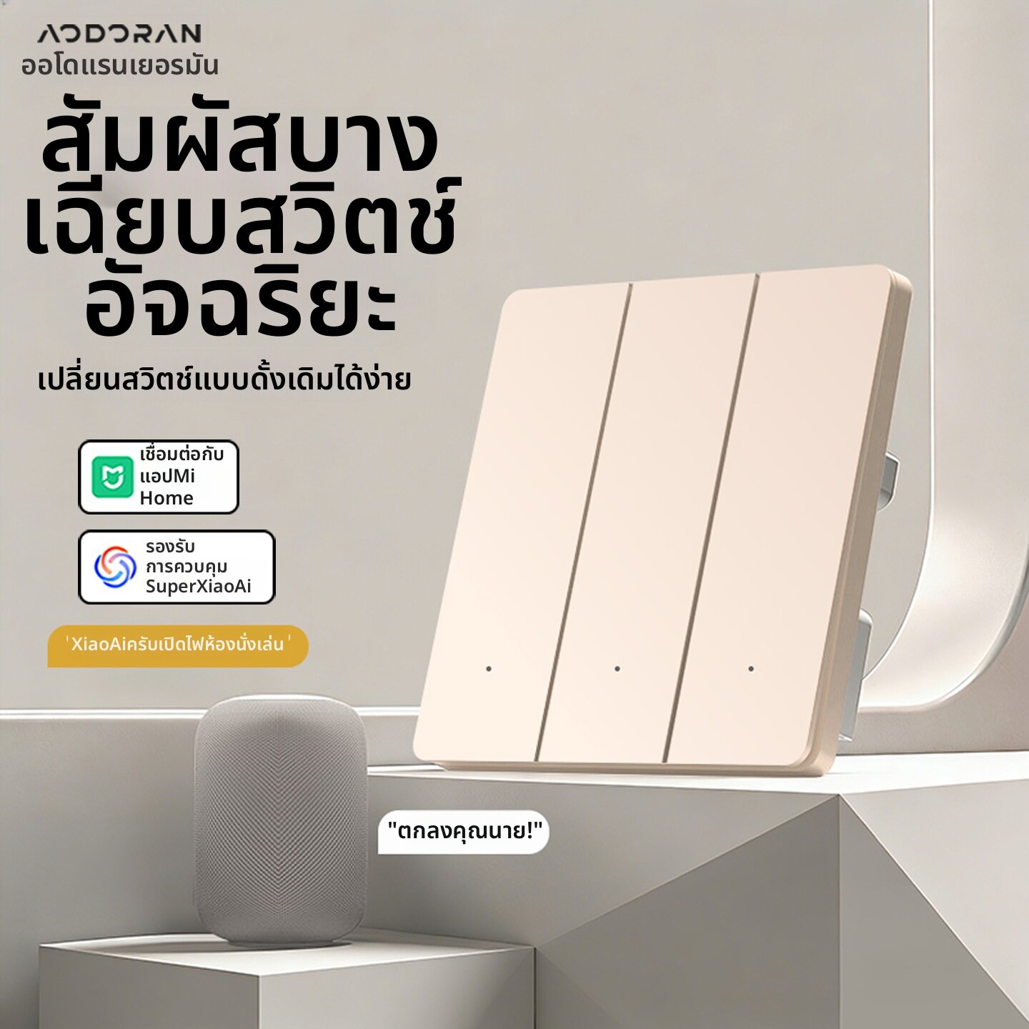 aodoran | Smart Control Panel with Xiaomi App Support Xiaoai Voice Dual Control ราคา 360 บาท*ส่งฟรี