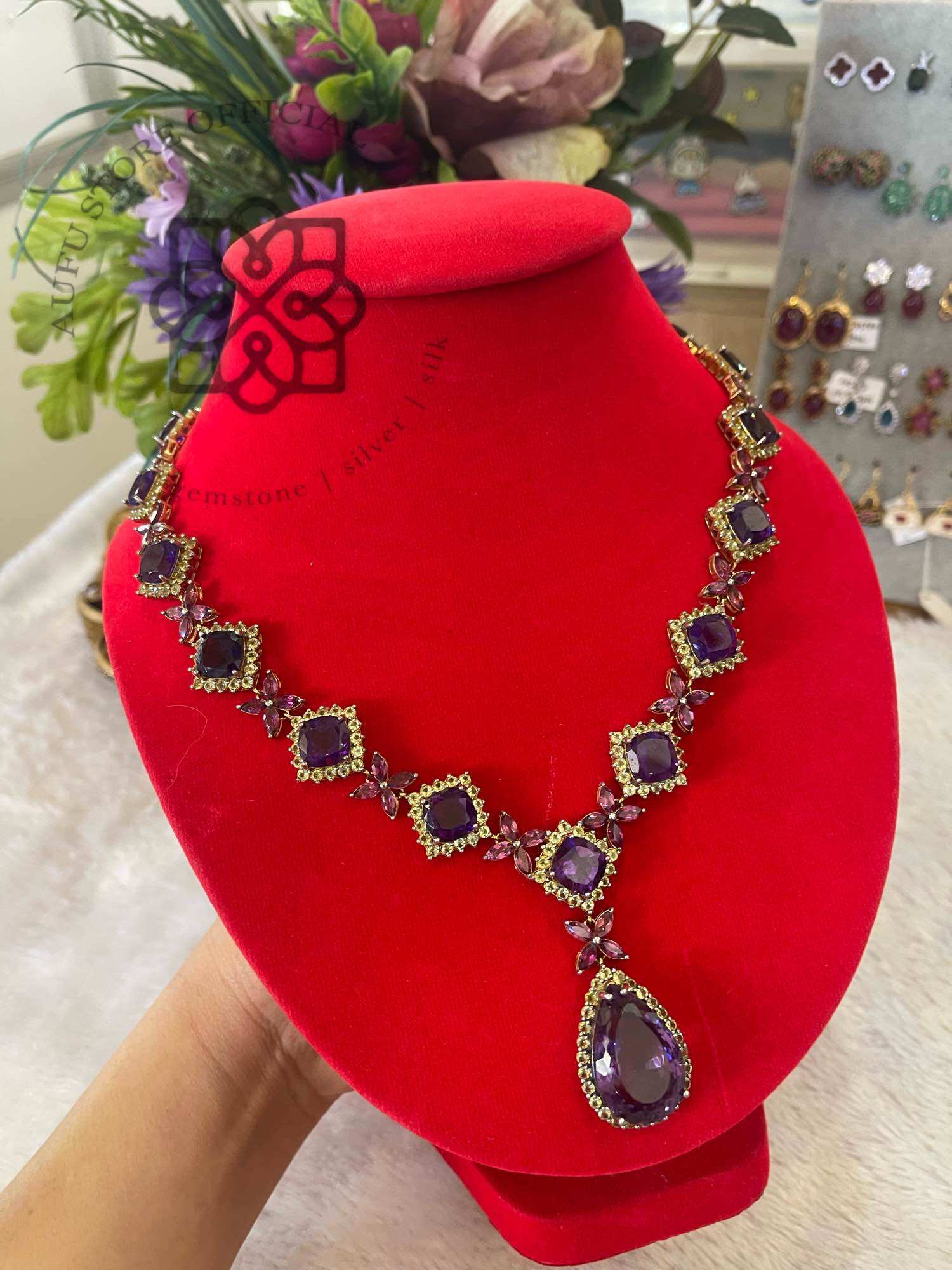 🔥 Amethyst Necklace, Beautiful Gemstones, Specially Selected, Modern Design, Skilled Craftsmanship, Aufu Store