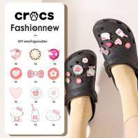 FENKAN | อุปกรณ์ตกแต่งรองเท้า Crocs สีเงินและดำ สามารถถอดออกได้ DIY