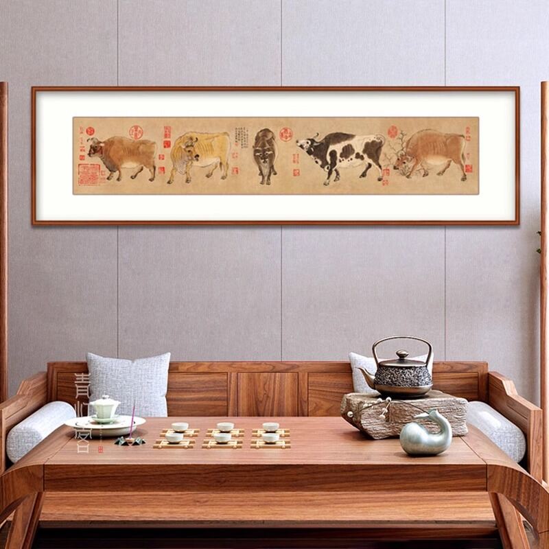XIANGTUYIN | Five Oxen Painting Chinese Calligraphy Artwork for Living Room Study Office Wall Decoration ราคา 913 บาท*ส่งฟรี