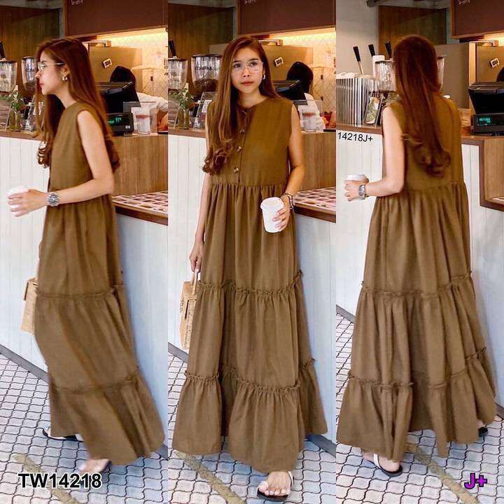 Maxi Dress เดรสยาวกระดุมหน้า แขนกุด เย็บรูดชั้นๆทรงน่ารักสุดๆ มีกระเป๋าข้างสองข้าง เนื้อผ้าลินิน ทรงโอเวอร์ไซส์ใช้ผ้าเยอะใส่สบายมากก ขนาด… – No Brand – 3431922591_TH-12690704706 >>> 🇹🇭 Top1Thailand 🛒 >>> lazada.co.th 🇹🇭 🇹🇭 🇹🇭🛒🛍🛒