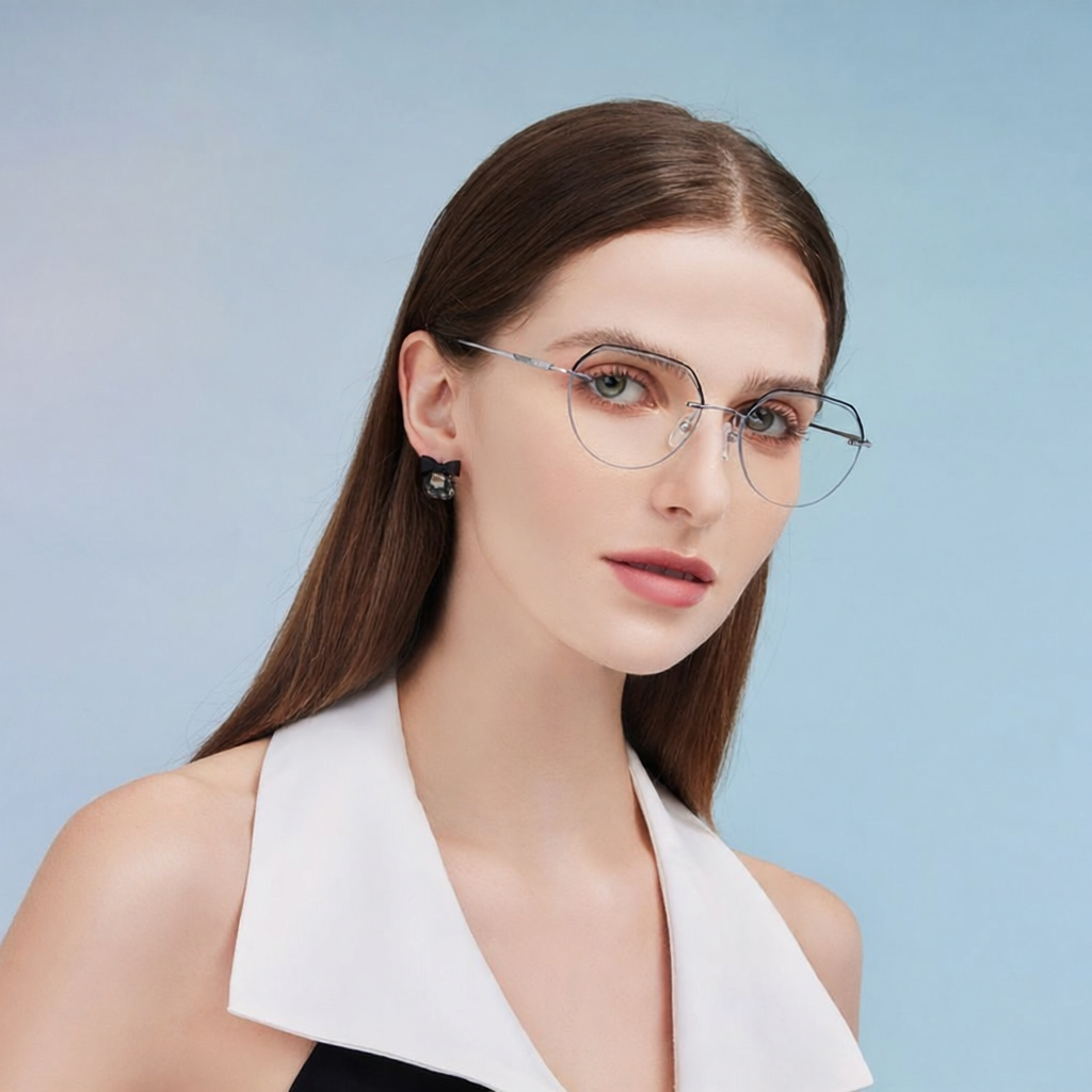 HELEN KELLER | Round Frame Stylish Titanium Glasses Blue Light Blocking ราคา 14,123 บาท*ส่งฟรี
