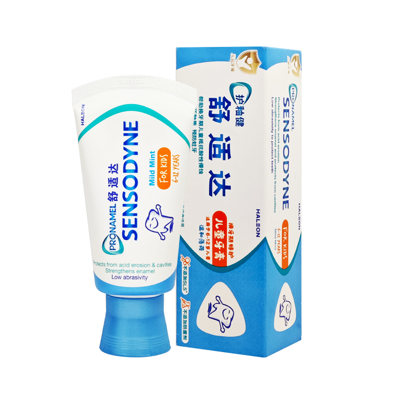 Sensodyne | ยาสีฟันรสผลไม้ สำหรับเด็กอายุ 2-12 ปี ผสมฟลูออไรด์ ป้องกันฟันผุ สตรอเบอร์รี่