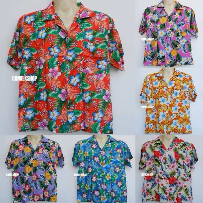 เสื้อสงกรานต์ลายดอก เสื้อฮาวายแขนสั้น เชิ้ตฮาวายลายดอก เสื้อดอกสงกรานต์ ราคาถูก ราคา 99 บาท*ส่งฟรี