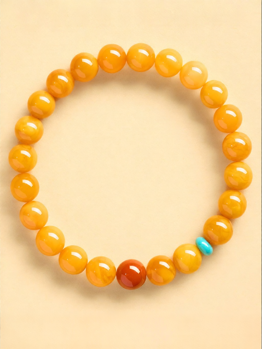 QINGXIANGTAI | Natural Authentic Honeycomb Amber and Red Agate Beaded Bracelet ราคา 10,755 บาท*ส่งฟรี