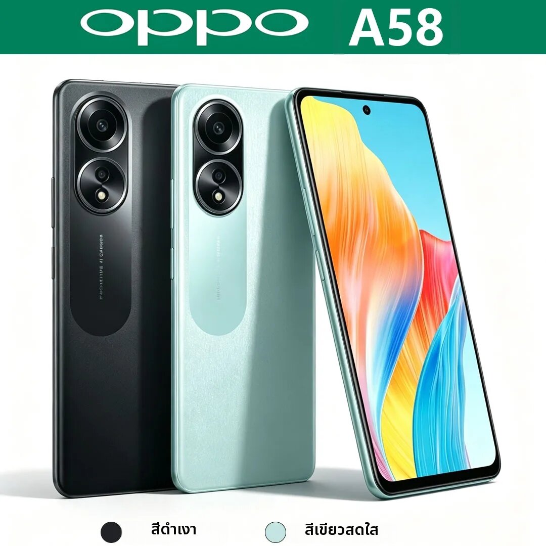 OPPO | OPPO A58 5G รุ่น Global โทรศัพท์มือถือ หน้าจอ 6.72 นิ้ว กล้อง AI 50MP แบตเตอรี่ 5000mAh ‌   สมาร์ทโฟนแบตเตอรี่ใช้งานได้นาน รองรับซิมคู่ 8GB+256GB
