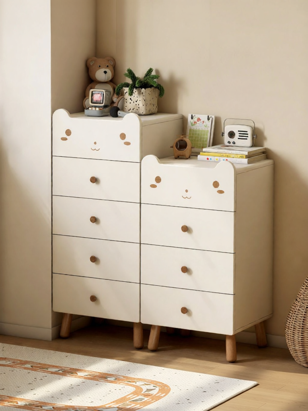 WEISHA | White Cartoon Children's Wooden Drawer Storage Cabinet ราคา 13,287 บาท*ส่งฟรี