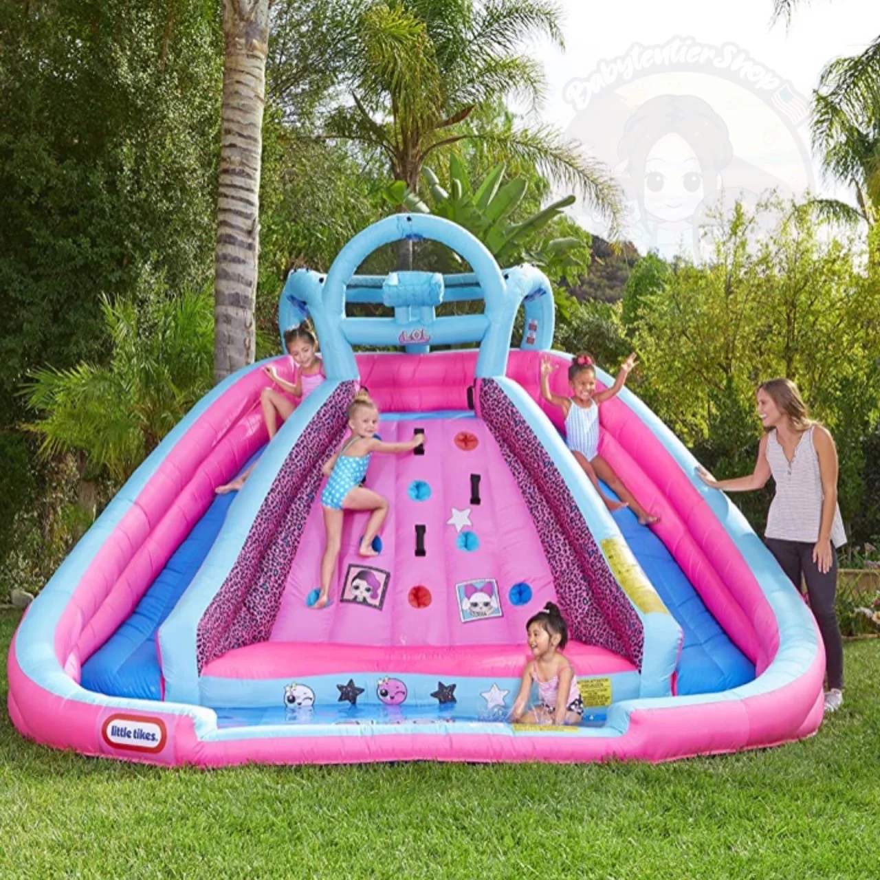 L.O.L. Surprise Inflatable River Race Water Slide with Blower