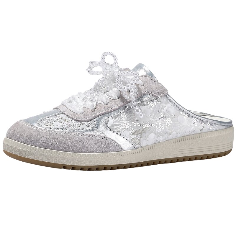 Bella Lily | Summer Trendy Ballet Style Half Slipper Women's Silver ราคา 3,088 บาท*ส่งฟรี