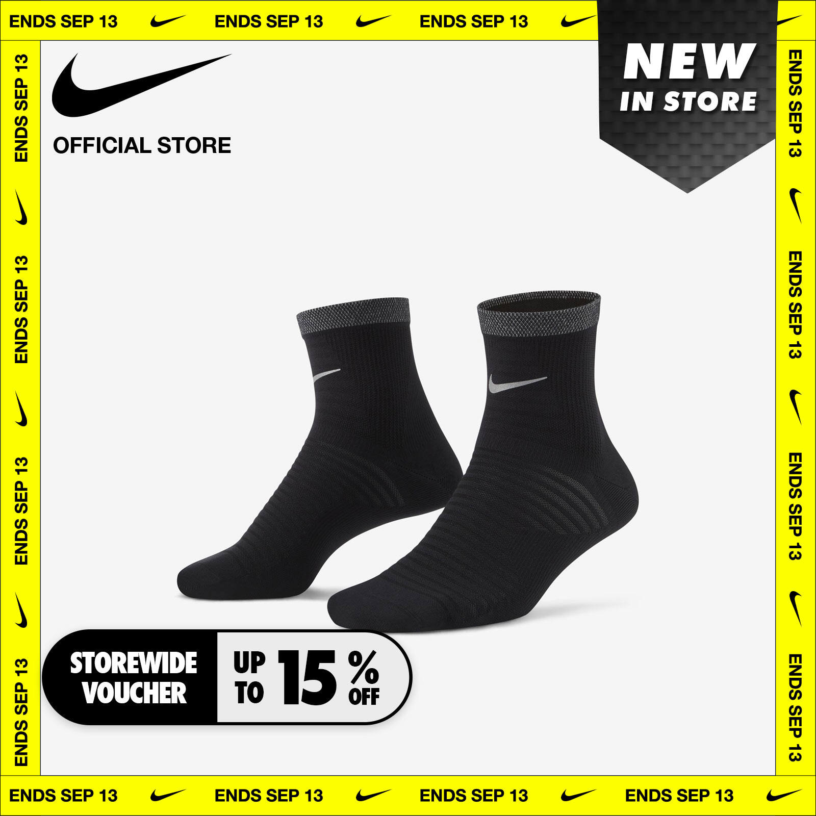 Nike Adult Unisex Spark Lightweight Ankle 200 Socks - Black ไนกี้ ถุงเท้าข้อต่ำ Spark Lightweight 200 - สีดำ ราคา 600 บาท*ส่งฟรี
