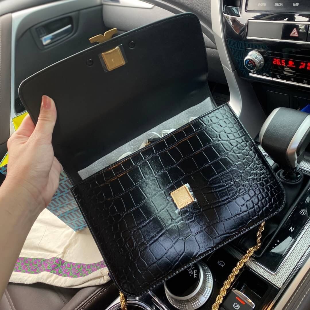 งานช็อป ???? Tory Burch Eleanor CrocodileEmbossed Chain Shoulder Bag