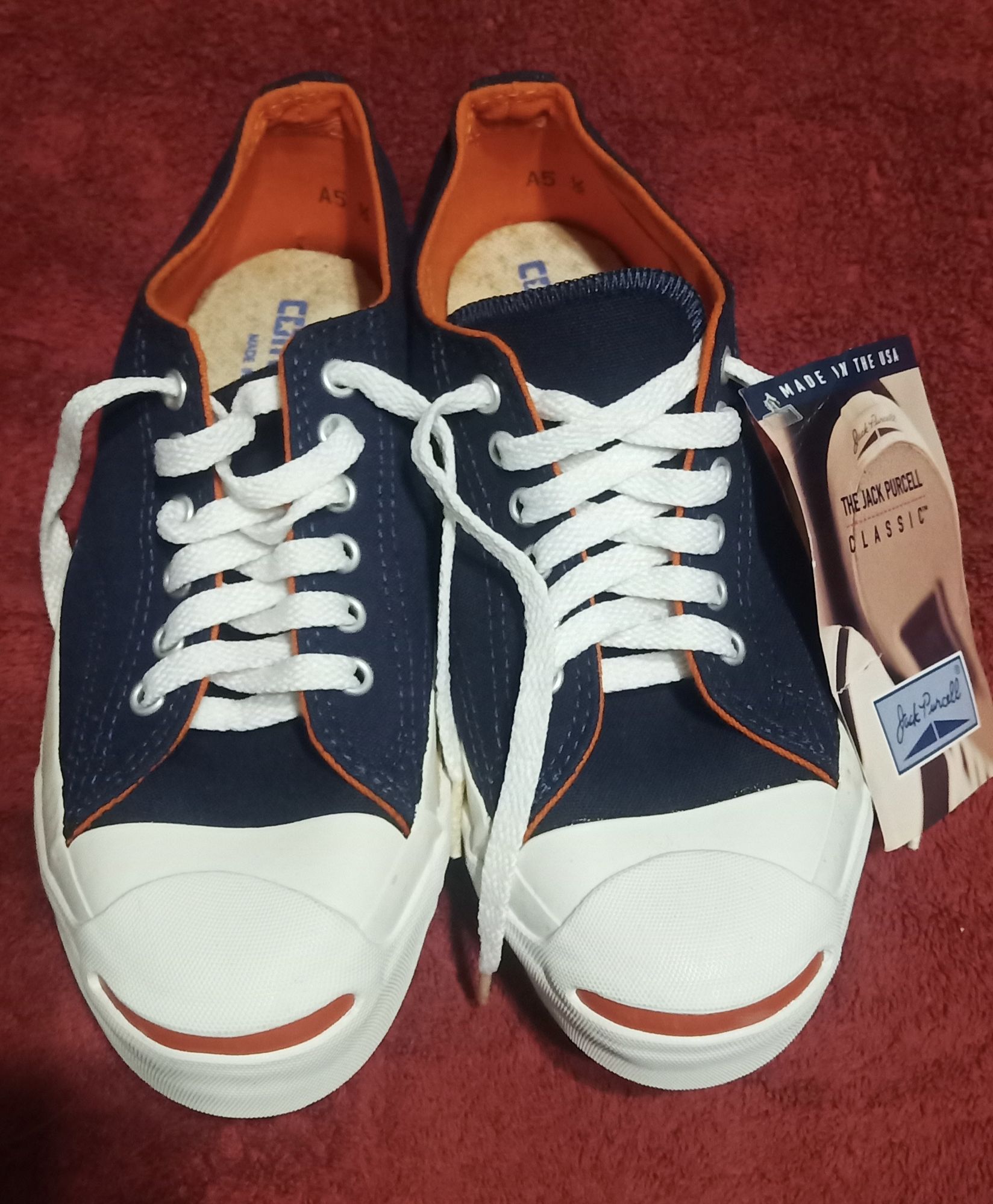 Converse Jack Purcell Dead stock มือ 1 made in usa size 5.5 Navy Sun ...
