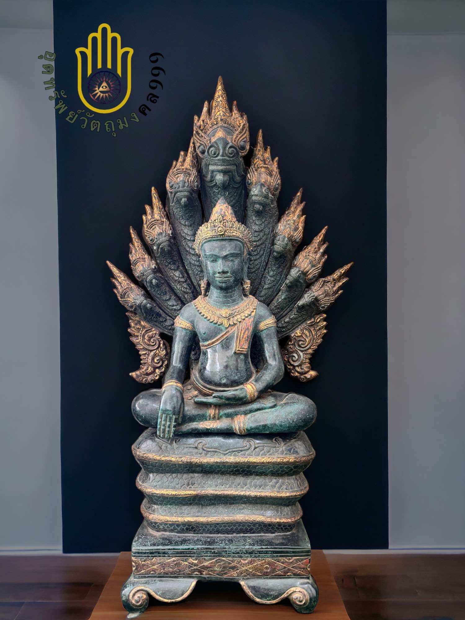 พระพุทธรูปนาคปรกองค์ใหญ่ Big Buddha ขนาดสูง 115 เซนติเมตร เนื้อทองเหลือง ราคา 69,000 บาท*ส่งฟรี