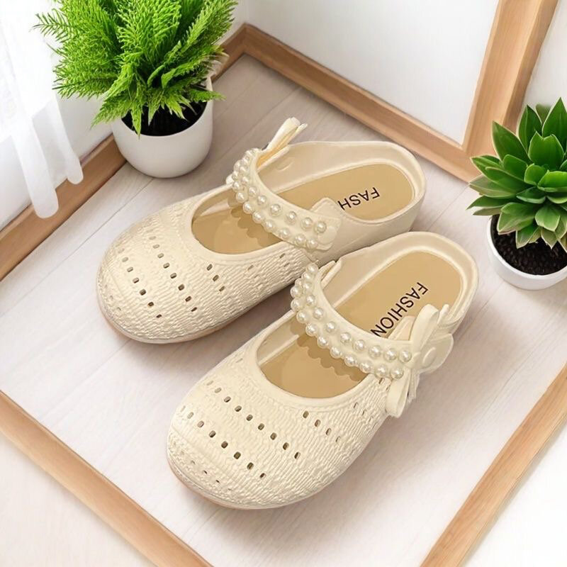 French Style Slip-On Women's Breathable Mesh Shoes Summer Outdoor Wear with Skirts Butterfly Knot Flat Heel