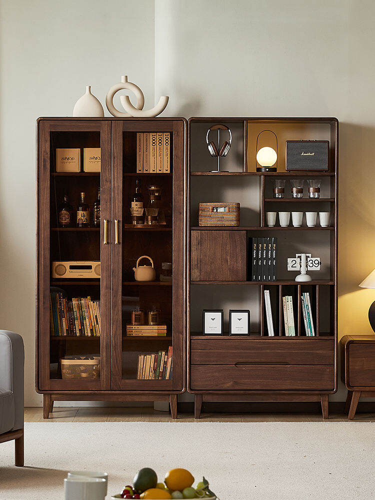 YAMOO | North American Walnut Solid Wood Bookcase With Door - รูปที่ 1
