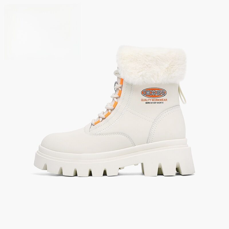 Dickies | Dickies Women's Winter Fleece Lined Snow Boots Heightening Short Martin Anti-slip Casual Round Toe Leather Cover Rubber Sole ราคา 3,722 บาท*ส่งฟรี