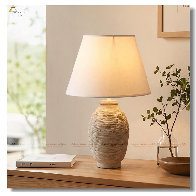 HERMIT LAMP | โคมไฟโต๊ะสไตล์ญี่ปุ่น วัสดุเซรามิก ตกแต่งห้องนอน ห้องนั่งเล่น ห้องทำงาน โคมไฟ LED ไฟฟ้าแบบมีสาย