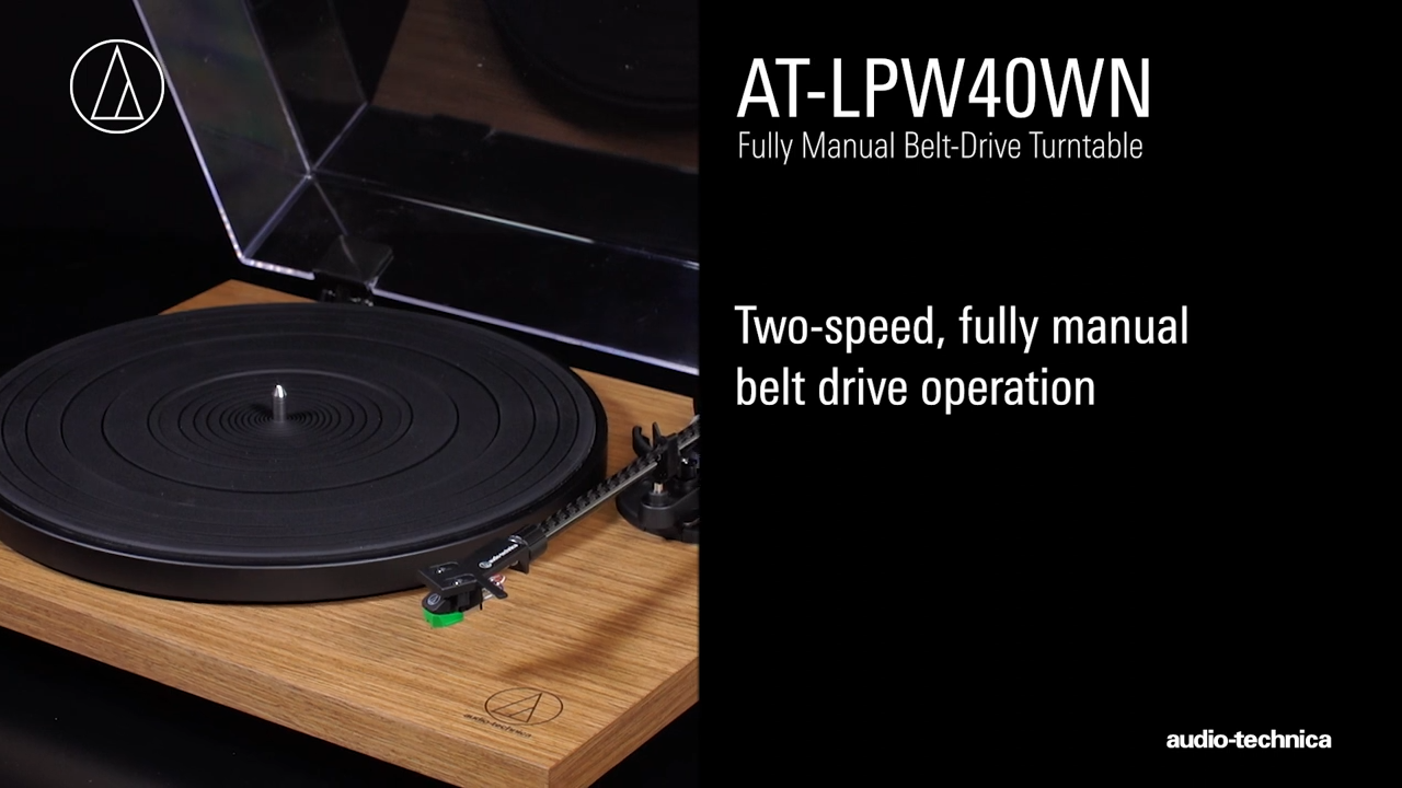 Belt-Drive　Dyna（並行輸入品）　Turntable,　Manual　Audio-Technica　Fully　AT-LPW40WN　Speeds,