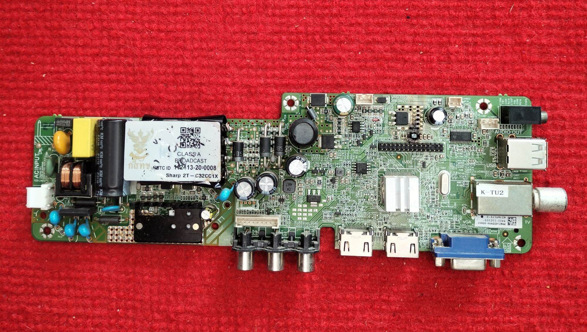 Motherboard for Sharp Tv 2T-C32Cc1X, Part Number V56/3553M2C1, 100% Genuine, Second-Hand, in Good Condition, Tested before Sending, with Warranty. ราคา 780 บาท*ส่งฟรี