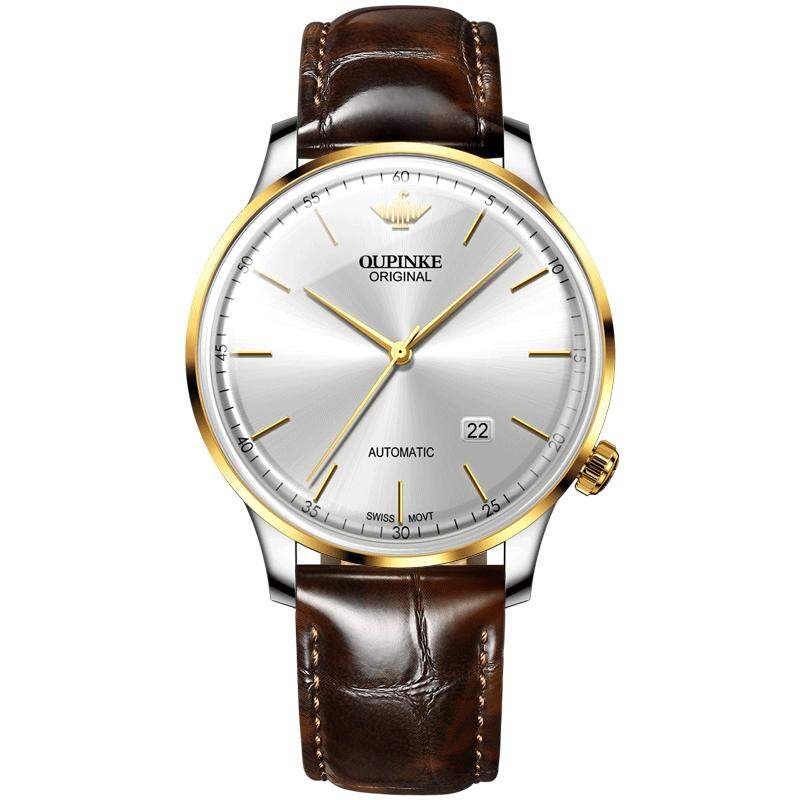 OUPINKE | Swiss Made Automatic Men's Watch Leather Strap ราคา 28,061 บาท*ส่งฟรี