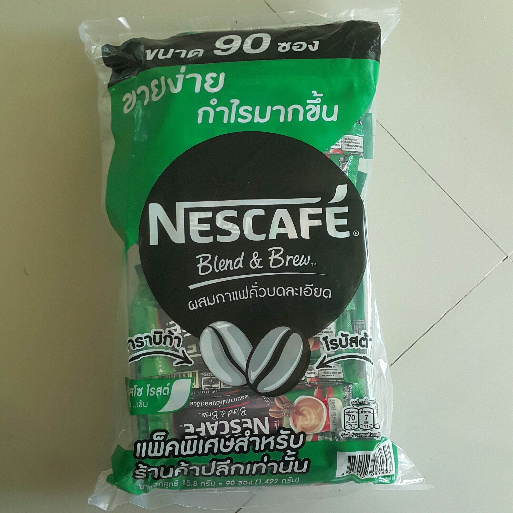 กาแฟ3in1เนสกาแฟ เบลนด์ แอนด์ บรู กาแฟแท้ๆ คั่วบดละเอียด90ซอง