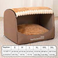 HELLOLEIBOO | ที่นอนสุนัขขนาดใหญ่ แบบครึ่งเปิด กันหนาว ซักได้