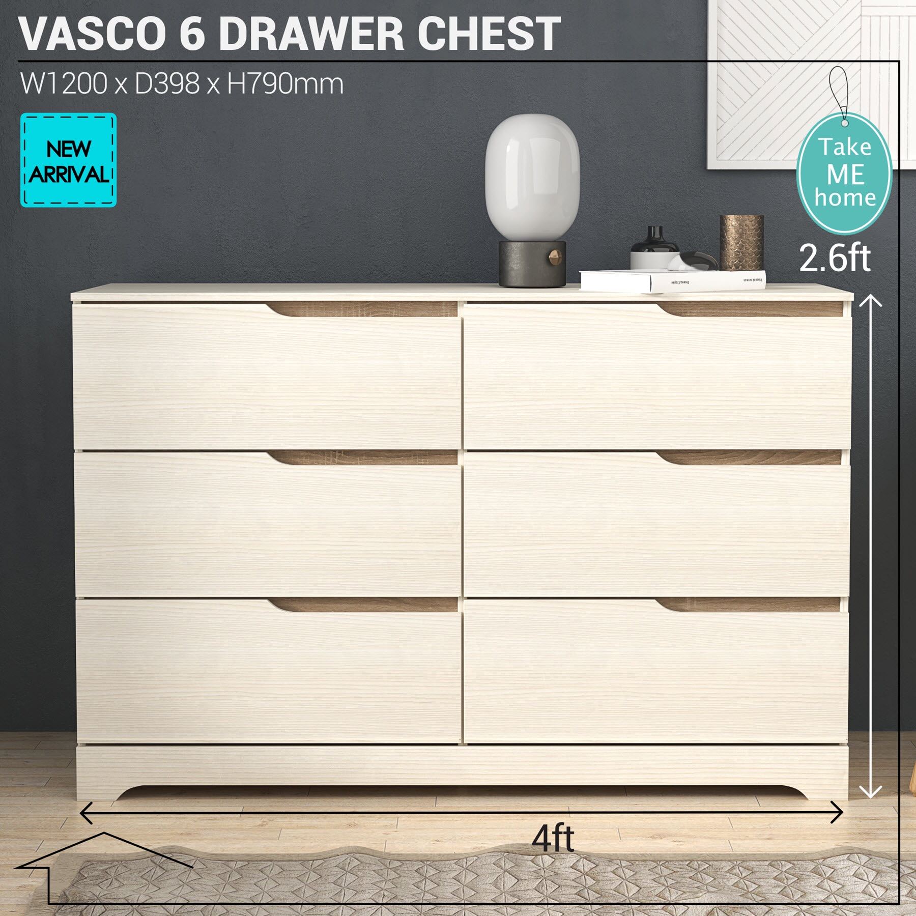 Tomato Home ตู้เสื้อผ้า ตู้ลิ้นชัก VASCO 6ลิ้นชัก | ตู้เตี้ย ตู้เก็บของ ตู้อเนกประสงค์ ตู้มินิมอล | ดีไซน์ Modern สวยเท่ | คุณภาพมาตรฐานส่งออกยุโรป ราคา 2,180 บาท*ส่งฟรี