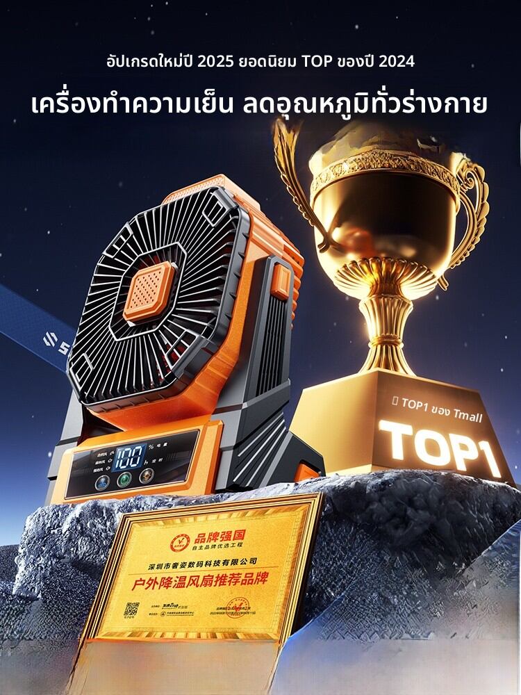 SHEZI | Solar Powered Outdoor Camping Fishing Tabletop Floor Standing Silent Cooling Electric Fan With Night Light Rotating Blades Rechargeable ราคา 980 บาท*ส่งฟรี