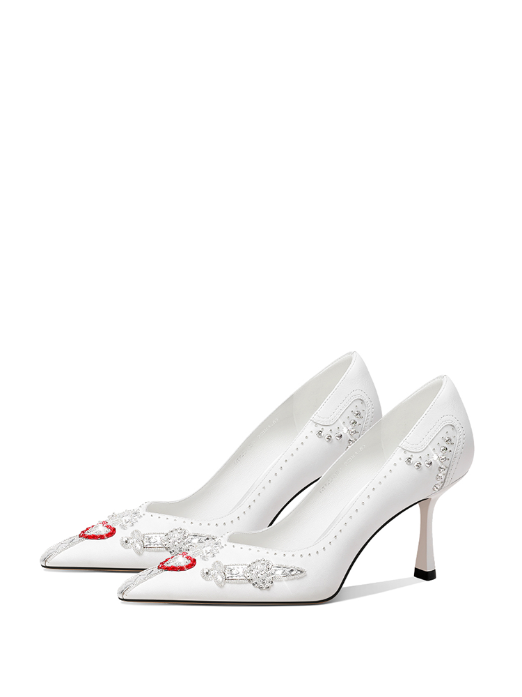 HOOV | Handcrafted Beaded High Heels Satin Evening Shoes ราคา 8,086 บาท*ส่งฟรี
