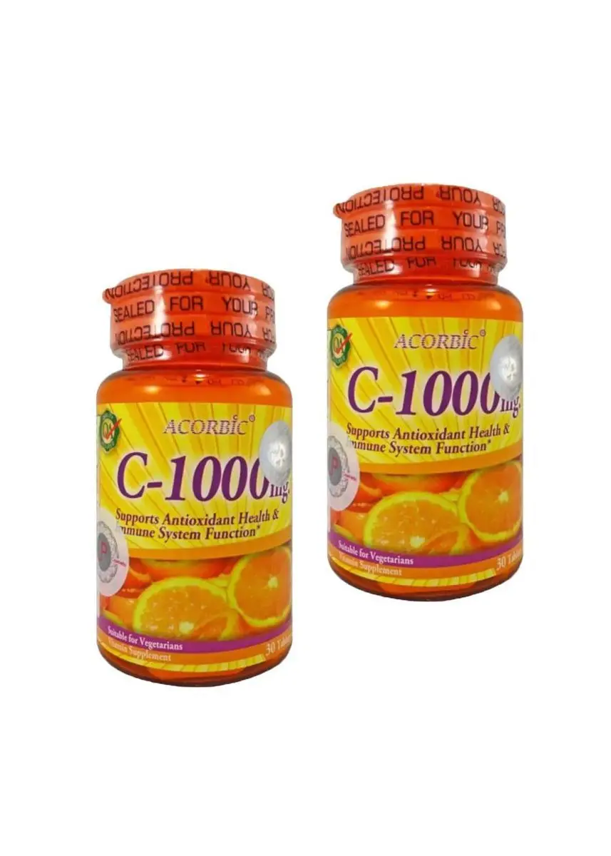 Acorbic VITAMIN C 1000 mg [ เซ็ต 2 กระปุก ] ผลิตภัณฑ์อาหารเสริม วิตามินซี 1000 mg ( 30 เม็ด / กระปุก )