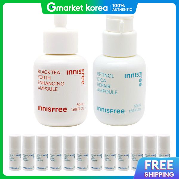 INNISFREE | Innisfree Black Tea Youth Enhancing Ampoule 50ml + Retinol Cica Blemish (Cica Ampoule 7ml X 12 Pcs ราคา 2,687 บาท*ส่งฟรี
