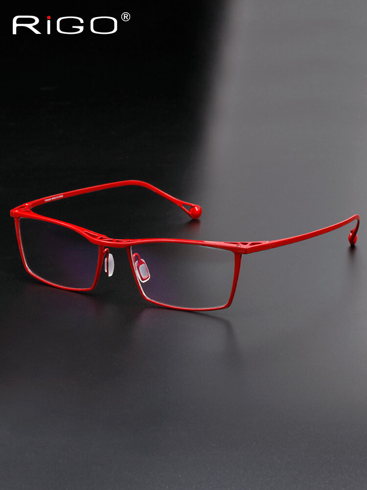 RIGO | Titanium Frame Glasses Red Large Size Square Frame Myopia Glasses ราคา 8,191 บาท*ส่งฟรี