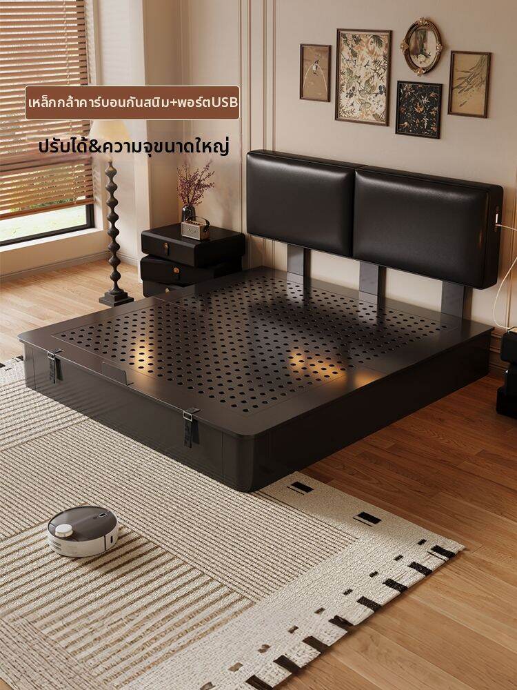 MEIZHAISHENGHUO | Square-shaped Leather Storage Bed Metal Frame - รูปที่ 1